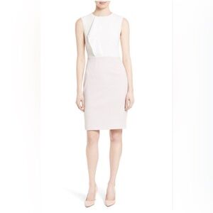 NWT Ted Baker Women's White Pink Frill Texture Pencil Dress - Size 3